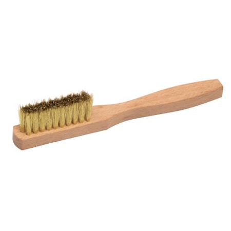 Weiler Hand Wire Scratch Brush, Crimped Brass Fill, Wood Block, 3 x 10 Rows 44619